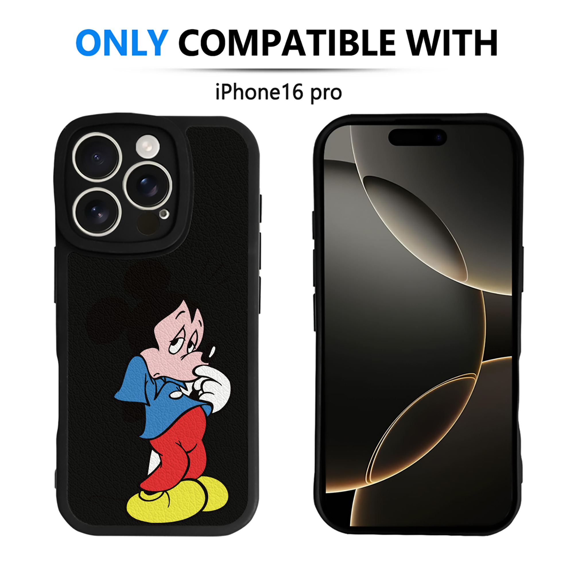 （画像用） ミッキーマウス Mickey Mouse 【iPhone 16シリーズ対応】シリコンスマホケース（レザー調） 材質：シリコン